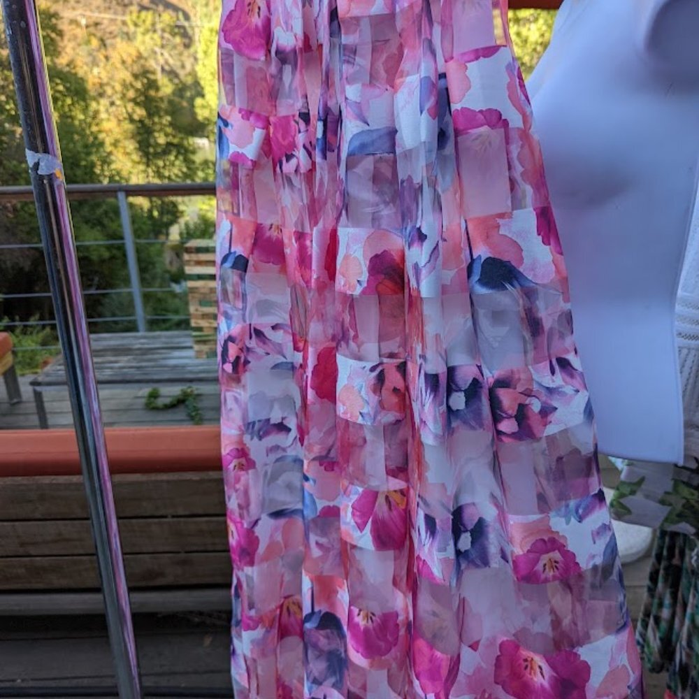 Formal High Waisted Full Skirt Pink Purple Blue Size 9 junior - Picture 2 of 5